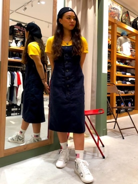「AVIREX DEPOT」｜「アイテム（オールインワン・サロペット）」を使った、山田yanさん（レディース・155cm）の夏コーディネート