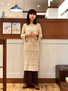 「Ameri（アメリ）のアイテム（スカート）」を使った、yumiさん（レディース・155cm）の夏コーディネート