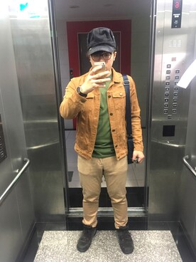 「SQUAD（スクアッド）のアイテム（帽子）」を使った、Allen Chuangさん（メンズ・170cm）の春コーディネート