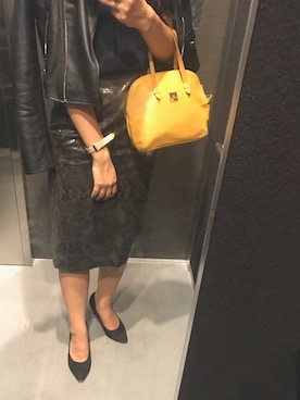 「パイソン柄」｜「アイテム（ライダースジャケット）」を使った、Say0さん（レディース・164cm）の夏コーディネート