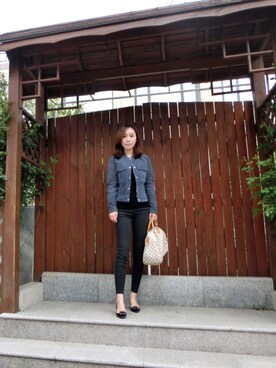 「MANGO（マンゴ）のアイテム（ブルゾン）」を使った、Miiila丸子さん（レディース・162cm）の春コーディネート