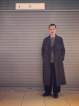「ベロア」｜「アイテム（トレンチコート）」を使った、Yamamotoさん（メンズ・172cm）の秋コーディネート