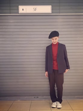 「UNITED TOKYO（ユナイテッドトウキョウ）のアイテム（ハンチング/ベレー帽）」を使った、Yamamotoさん（メンズ・172cm）の秋コーディネート
