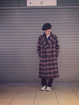 「UNITED TOKYO（ユナイテッドトウキョウ）のアイテム（ハンチング/ベレー帽）」を使った、Yamamotoさん（メンズ・172cm）の秋コーディネート
