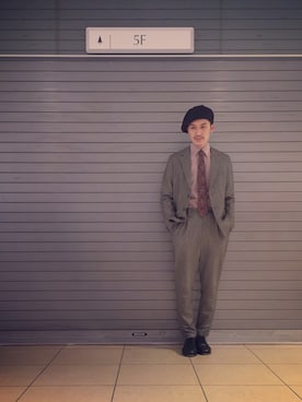 「UNITED TOKYO（ユナイテッドトウキョウ）のアイテム（ハンチング/ベレー帽）」を使った、Yamamotoさん（メンズ・172cm）の冬コーディネート