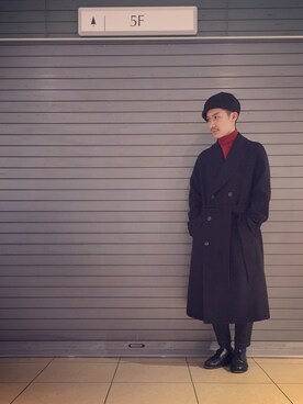 「UNITED TOKYO（ユナイテッドトウキョウ）のアイテム（ハンチング/ベレー帽）」を使った、Yamamotoさん（メンズ・172cm）の冬コーディネート