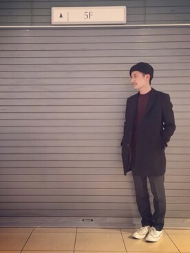 「UNITED TOKYO（ユナイテッドトウキョウ）のアイテム（ハンチング/ベレー帽）」を使った、Yamamotoさん（メンズ・172cm）の冬コーディネート