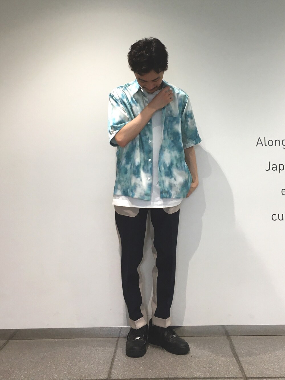 Yamamotoさんの「ムラ染めプリントシャツ/オーバーサイズ/セットアップ（UNITED TOKYO）」を使ったコーディネート