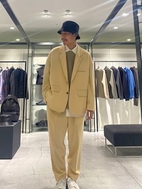「#秋コーデ」｜「アイテム（スラックス）」を使った、Yamamotoさん（メンズ・172cm）の冬コーディネート