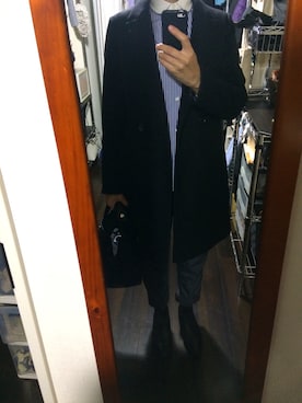 「SLOBE IENA（スローブイエナ）のアイテム（チェスターコート）」を使った、37chancoさん（レディース・162cm）の冬コーディネート
