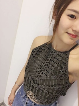 「URBAN RESEARCH（アーバンリサーチ）のアイテム（チューブトップ）」を使った、momo_琛さん（レディース・163cm）の夏コーディネート