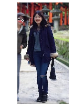 「MERCURY Bijou（マーキュリービジュー）のアイテム（マウンテンパーカー）」を使った、SharonHeさん（レディース・167cm）の秋コーディネート