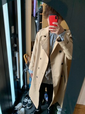 「neos（ネオス）のアイテム（トレンチコート）」を使った、ツッチーさん（メンズ・173cm）の春コーディネート