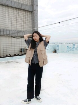 「QUEEN SHOP（クイーンショップ）のアイテム（ジャケット/アウター、ベージュ系）」を使った、mёiiiii さん（レディース・154cm）の冬コーディネート