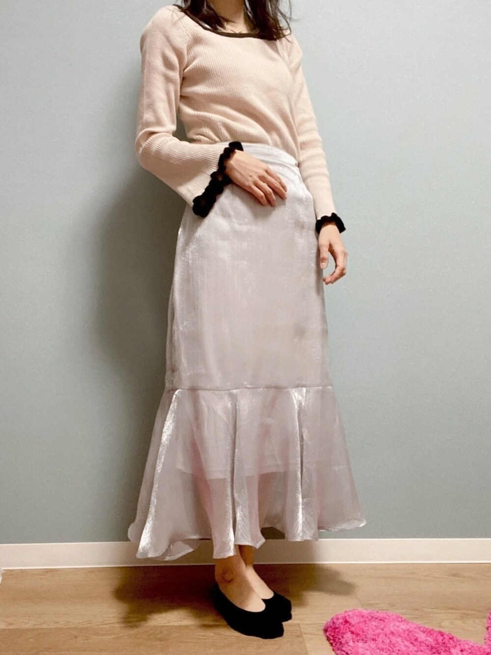 「今日のコーデ、Chico、nice claup」｜「NICE CLAUPのアイテム（スカート、シルバー系）」を使った、jiaさん（レディース・160cm）の冬コーディネートの1枚目の写真