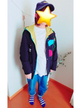 「CHUMS（チャムス）のアイテム（ジャケット/アウター）」を使った、rinaさん（レディース・152cm）の冬コーディネート