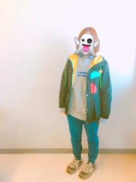 「CHUMS（チャムス）のアイテム（ジャケット/アウター）」を使った、rinaさん（レディース・152cm）の冬コーディネート