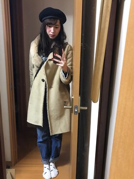 「パイピングベレー帽」｜honokaさん（レディース・165cm）の冬コーディネート