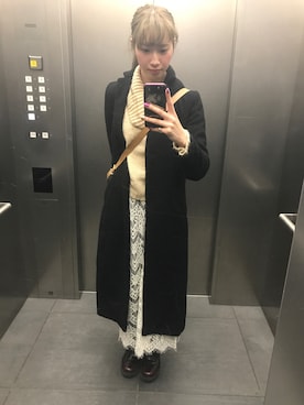「HERE'S（HERE'S）のアイテム（その他アウター）」を使った、honokaさん（レディース・165cm）の冬コーディネート
