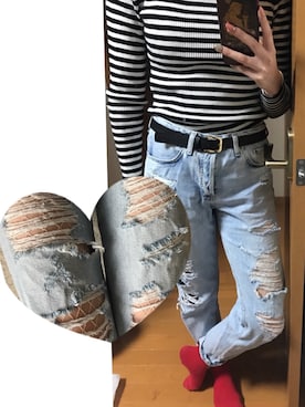 「網タイツ×デニム」｜honokaさん（レディース・165cm）の春コーディネート
