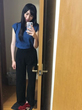 「ロングヘア」｜「アイテム（スラックス）」を使った、honokaさん（レディース・164cm）の夏コーディネート