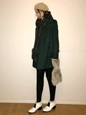 「OZOC（オゾック）のアイテム（モカシン/デッキシューズ）」を使った、直月さん（レディース・162cm）の秋コーディネート