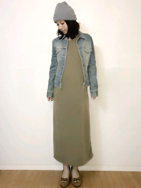 「ルームウェア」｜「アイテム（デニムジャケット）」を使った、直月さん（レディース・162cm）の冬コーディネート