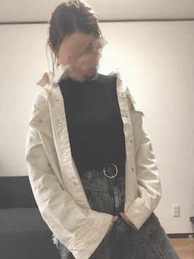 「Bershka（ベルシュカ）のアイテム（デニムジャケット、ホワイト系）」を使った、fukufuku0615さん（レディース・165cm）の春コーディネート