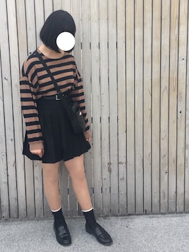 「黒プリーツスカート」｜ゆーな໒꒱· ﾟさん（レディース・155cm）の春コーディネート