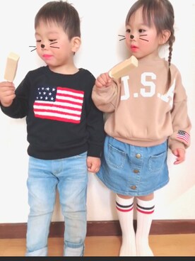 「オシャレパッソ」｜RuaRiku✱ﾟさん（キッズ・90cm）の秋コーディネート