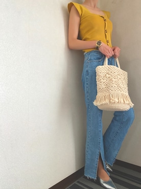 「EGOIST（エゴイスト）のアイテム（デニムパンツ）」を使った、suzuさん（レディース・164cm）の春コーディネート