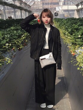 「スプリングSENSEOFPLACE」｜「アイテム（ブルゾン）」を使った、s a y a k a.さん（レディース・158cm）の冬コーディネート
