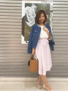 「BSTR」｜「アイテム（デニムジャケット）」を使った、mnmyさん（レディース・156cm）の春コーディネート