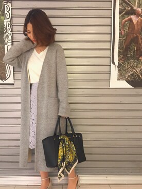 「andcoutureのアイテム（ジャケット/アウター、グレー系）」を使った、mnmyさん（レディース・156cm）の春コーディネート