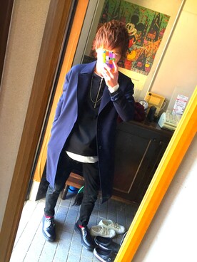 「STUDIOUS SELECT(STUDIOUS SELECT)」｜「アイテム（チェスターコート）」を使った、つばにゃんさん（メンズ・170cm）の冬コーディネート
