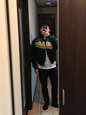 「STARTER（スターター）のアイテム（スタジャン）」を使った、dare_sk8さん（メンズ・166cm）の冬コーディネート