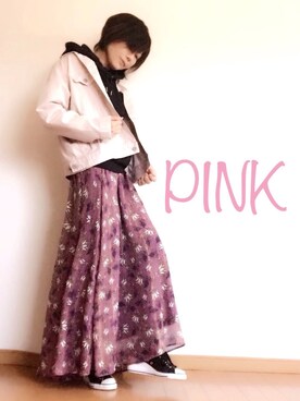 Uniqlo ユニクロ のデニムジャケット ピンク系 を使ったレディース人気ファッションコーディネート Wear
