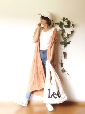 「LEE」｜「アイテム（シャツワンピース）」を使った、まゆ❤︎さん（レディース・155cm）の夏コーディネート