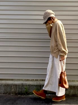 「アイテム（キャスケット）」を使った、まゆ❤︎さん（レディース・156cm）の秋コーディネート