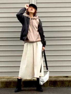 「Right-on（ライトオン）のアイテム（MA-1）」を使った、まゆ❤︎さん（レディース・156cm）の秋コーディネート