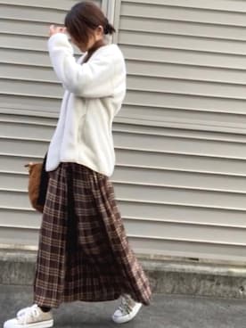 「GU（ジーユー）のアイテム（ノーカラージャケット）」を使った、まゆ❤︎さん（レディース・156cm）の冬コーディネート