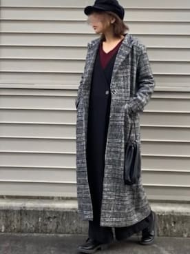 「NANO universe（ナノユニバース）のアイテム（サロペット/オーバーオール）」を使った、まゆ❤︎さん（レディース・156cm）の冬コーディネート