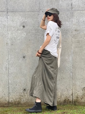 「Alpha Industries（アルファインダストリーズ）のアイテム（トップス）」を使った、まゆ❤︎さん（レディース・156cm）の夏コーディネート