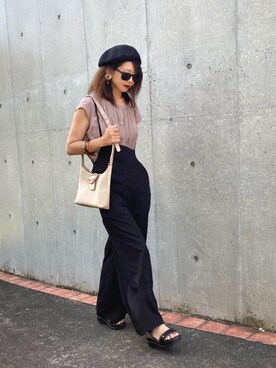 「ブラウン×ブラック」｜「アイテム（サンダル）」を使った、まゆ❤︎さん（レディース・156cm）の夏コーディネート