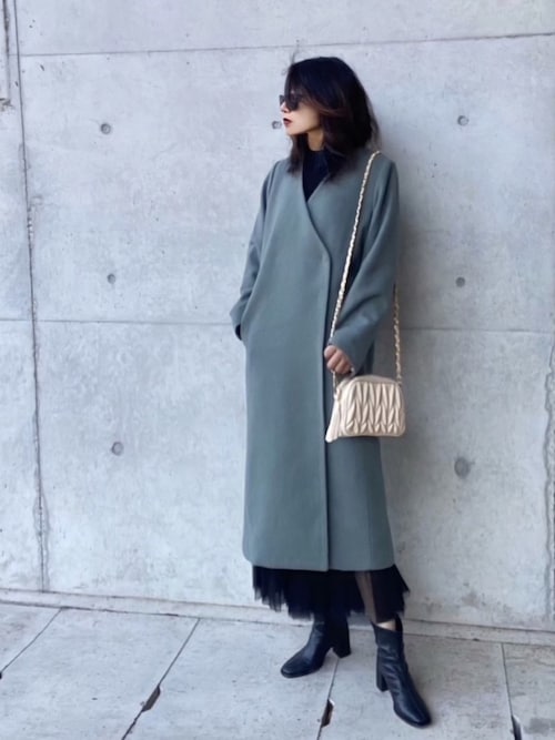 まゆ Kbfのノーカラーコートを使ったコーディネート Wear