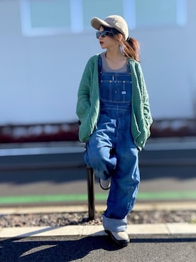 「crie conforto」｜「アイテム（オールインワン・サロペット）」を使った、まゆ❤︎さん（レディース・156cm）の冬コーディネート