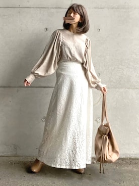 「INTER FACTORY（インターファクトリー）のアイテム（スカート）」を使った、まゆ❤︎さん（レディース・156cm）の冬コーディネート