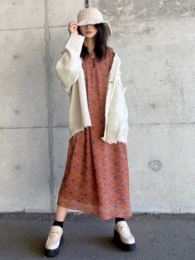 「ダメージカーディガン」｜まゆ❤︎さん（レディース・156cm）の冬コーディネート