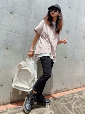 「Honeys（ハニーズ）のアイテム（バックパック/リュック）」を使った、まゆ❤︎さん（レディース・156cm）の夏コーディネート