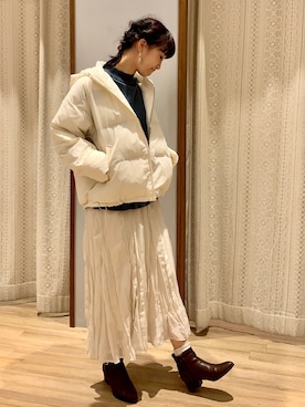 「ワッシャースカート」｜「アイテム（その他アウター）」を使った、satomikamoさん（レディース・162cm）の秋コーディネート